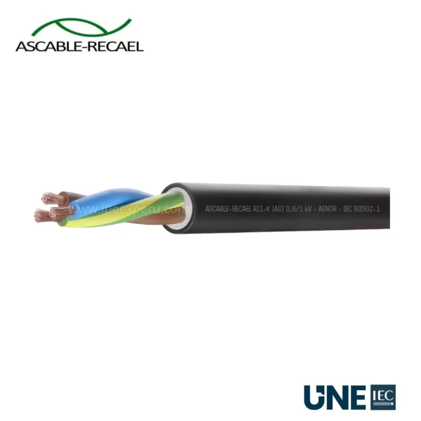 CABLE RZ1-K 0,6/1KV CLASE 5 5G6MM2 NEGRO ASCABLE-RECAEL