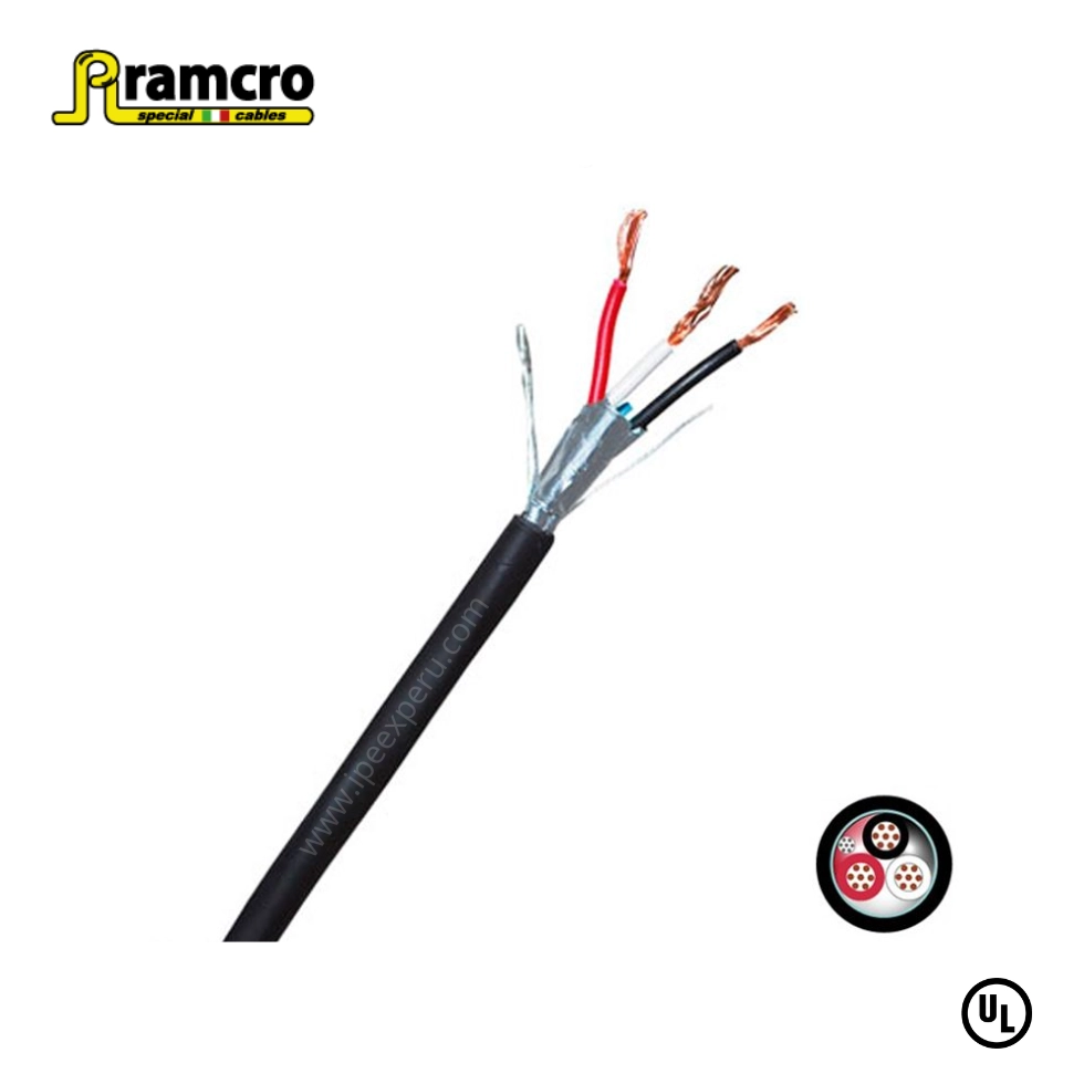 RAMCRO CABLE INSTRUMENTACION APANTALLADO 1x3x16AWG 300V 90°C LIBRE DE HALOGENO, UL