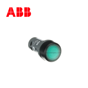 Pulsador luminoso rasante LED verde 22mm c/LED 230VAC con block 1NA ABB