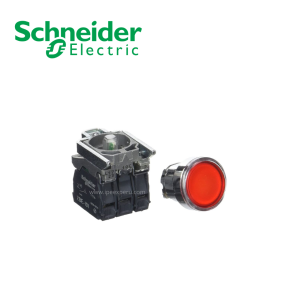 Pulsador luminoso rojo 22mm c/LED 110VAC con block NA+NC SCHNEIDER ELECTRIC